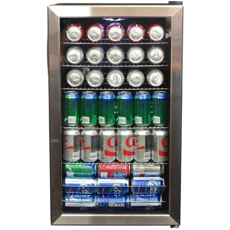 Photo 1 of **DAMAGED DOOR/MISSING FOOT/SCRATCHES ON SIDE**NewAir Beverage Refrigerator Cooler - 126 Cans Free Standing with Right Hinge Glass Door, Mini Fridge Beverage Organizer Perfect For Beer, Wine, Soda, And Cooler Drinks
