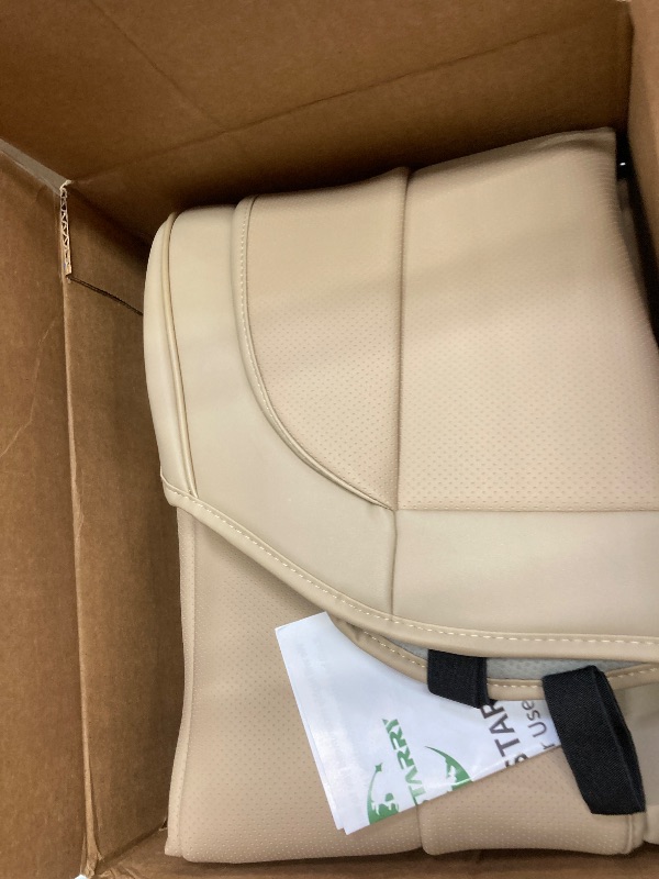 Photo 1 of 2 Pack Leather Front Car Seat Cover Bottom Only, Anti-Slip Padded Seat Cushion, Full Wrap Seat Protector with Storage Function Universal Fit for Most Cars, SUV, Pick-up Trucks (Beige)