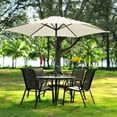 Photo 1 of Ainfox 9ft Patio Umbrella Outdoor Portable Table Market Umbrella with Push Button Tilt/Crank Waterproof UV-proof,White