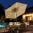 Photo 1 of 7.5ft Solar Polyester 18 LED Lighted Patio Umbrella with Tilt Adjustment and UV-Resistant Fabric,for Garden,Deck,Backyard,Pool and Beach