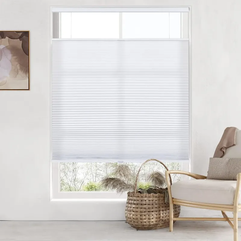 Photo 1 of ***MISSING BRACKETS AND HARDWARE**LazBlinds Top Down Bottom Up (TDBU) Cordless Cellular Shades, Blackout Light Blocking Honeycomb Shades Thermal Insulation Noise Reduction Blinds for Windows, 34" W x 72" H, White

