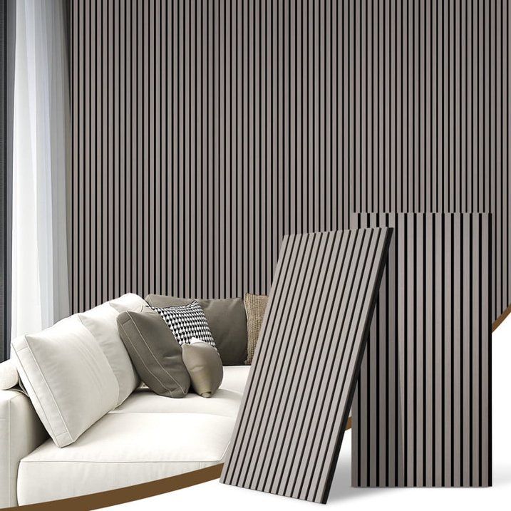 Photo 1 of 2 Pcs Acoustic Slat Wood Wall Panel, 46.45" x 23.81" Wood Slat Soundproof Wall Panel Interior Acoustic Decorative Wood Panels, Wall Decoration Interior Wall Decor for Noise Reduction, Ash Wood
