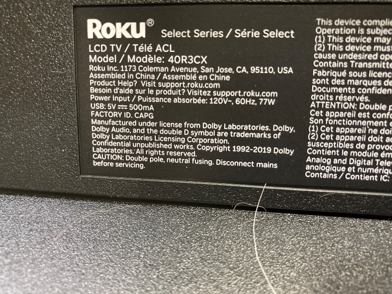 Photo 1 of **BROKEN SCREEN/PARTS ONLY**Roku Smart TV 2025 – 40-Inch Select Series, 1080p Full HD TV – RokuTV with Voice Remote – Flat Screen LED Television with Wi-Fi for Streaming Live Local News, Sports, Family Entertainment