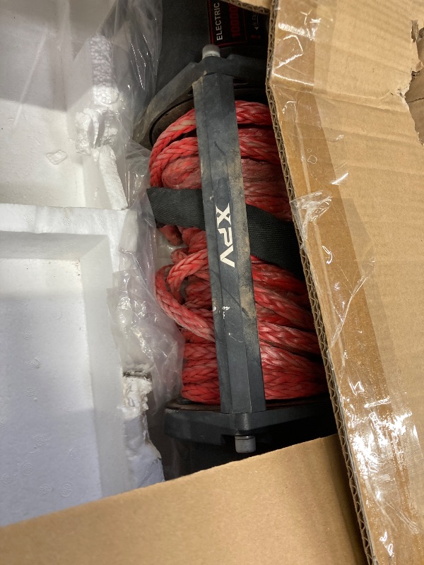 Photo 1 of ***PARTS ONLY***
XPV AUTO Winch 10000 lb. Electric Winch Truck Winch Waterproof IP67 Electric Winch Synthetic Rope Kit with 2 Wireless Handheld Remotes and Wired Handle for 4WD 4x4 Off Road Vehicle Boat Truck