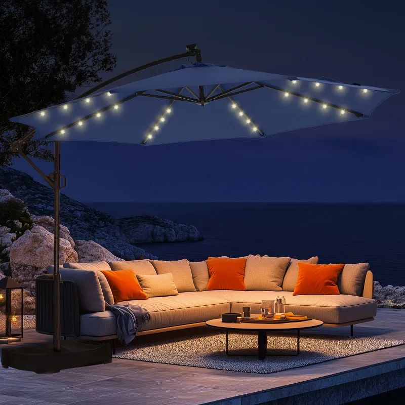 Photo 1 of 10ft Patio Umbrellas Offset?Outdoor Umbrella Cantilever Hanging Umbrellas with Infinite Tilt,Fade Resistant Waterproof Fabric & Base,for Yard,Garden,Home,Pool & Deck,Navy
