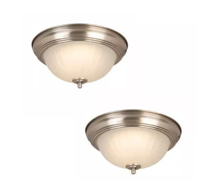 Photo 1 of 11 in. Brushed Nickel LED Flush Mount (2-Pack)


