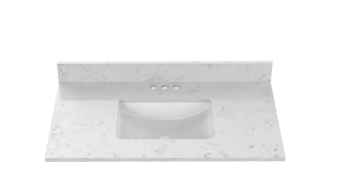 Photo 1 of **** Factory sealed item ****37 in. W x 22 in D Quartz white Rectangular Single Sink Vanity Top in Snow Orchid


