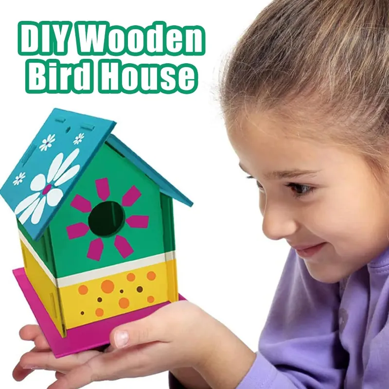 Photo 1 of 2 Set Diy Bird House Wind Chime Kits, Birdhouse Kit Crafts for Kids Ages 4-12, Build and Paint Birdhouses Wooden Arts Craft, Outdoor Toys, Ideal Birthday, Children's Day Gifts
