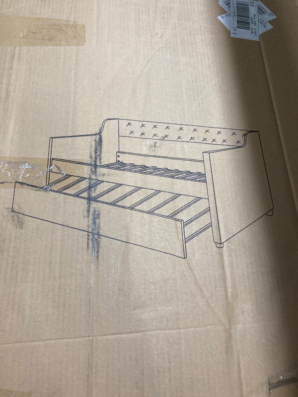 Photo 1 of ***PARTS ONLY***
Twin Size Bed *Twin Size Upholstered Daybed with Trundle, Velvet Sofa Bed with Button Tufted Backrest and Square Shape Arms with USB Port for Bedroom Guest Room, No Box Spring Needed (Light Beige, Twin)**(ORIGINAL STOCK PHOTO NOT AVAILABL
