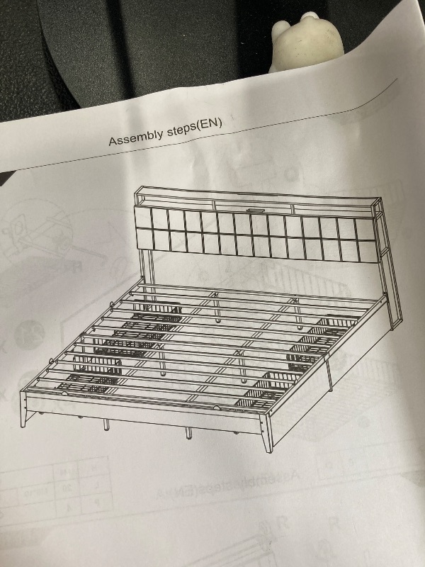 Photo 1 of ** for reference**  King Size Bed Frame, Storage Headboard with Charging Station, Solid and Stable, Noise Free, No Box Spring Needed, Easy Assembly