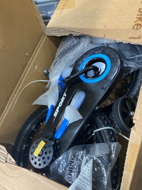 Photo 1 of 16 Inch Kids Bike Girls and Boys Blue Kid Bicycle with Kickstand & Training Wheels
