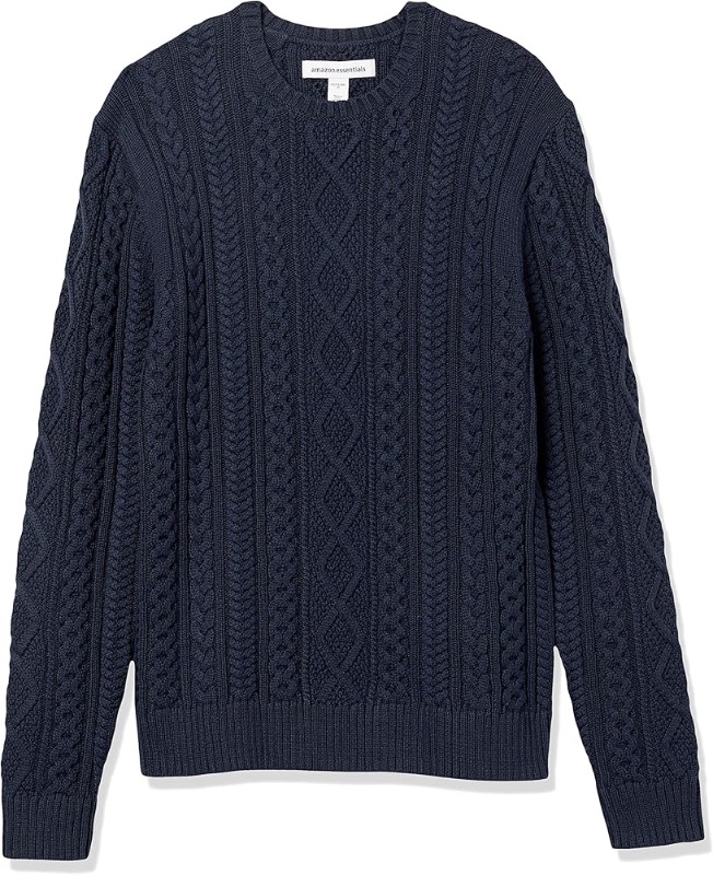 Photo 1 of Amazon Essentials Men's Long-Sleeve 100% Cotton Fisherman Cable Crewneck Sweater