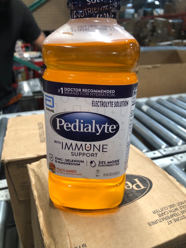 Photo 1 of ***FACTORY SEALED******(EXP: SEP, 01, 2025)NONREFUNDABLE***3 PACK OF Pedialyte with Immune Support Electrolyte Solution, Peach Mango, Hydration Drink with Zinc, Selenium, and Magnesium, 1 Liter, Pack of 4