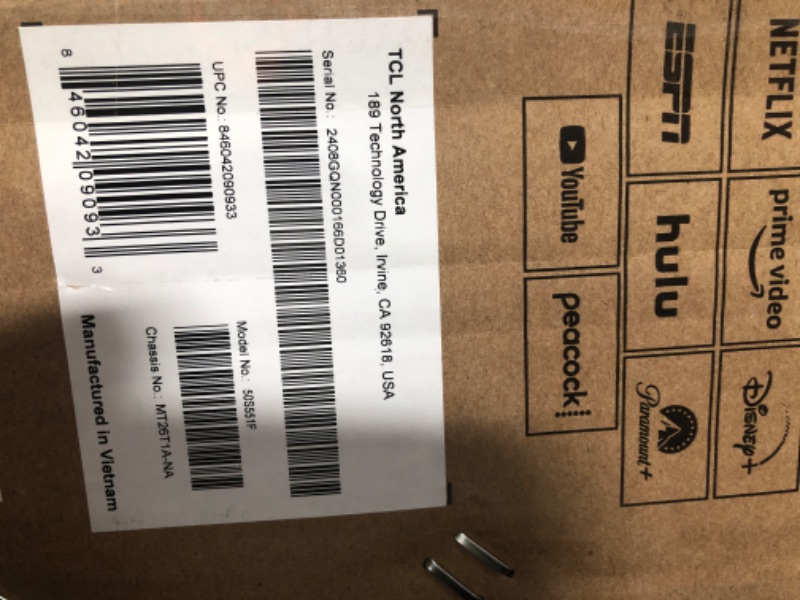 Photo 1 of (MISSING ACCESSORIES) TCL 50-Inch Class S5 UHD 4K LED Smart TV with Fire TV (50S551F