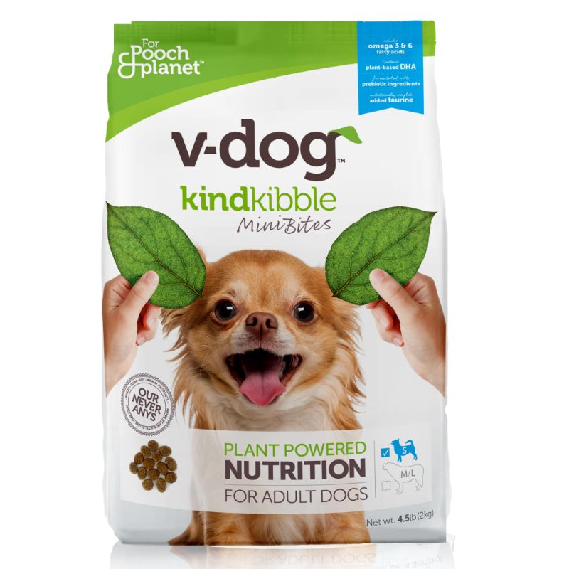 Photo 1 of ***(EXP: 1/19/26 )NONREFUNDABLE*** V-dog Vegan Mini Kibble Dry Dog Food (4.5 LB) Small Breed Dogs | Plant-Based Protein with Added Taurine for Sensitive Stomach and Skin | All Natural Made in US