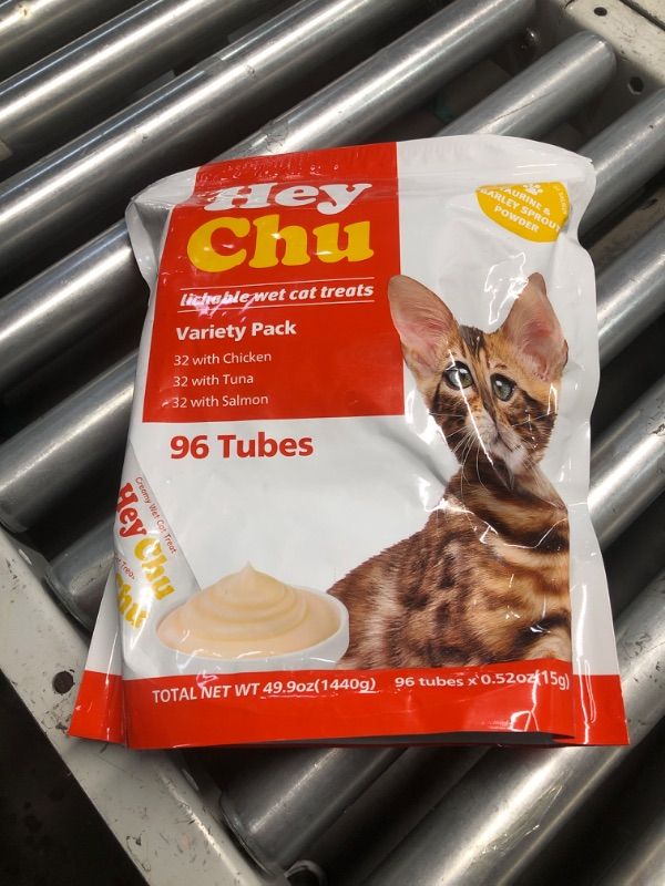 Photo 1 of ***(EXP: 1/15/27)NONREFUNDABLE*** HEY CHU Delightful Soft Squeezable Creamy Cat Treats Lickable - Total 96 Tubes of Tuna, Chicken, and Salmon Flavors. 0.5 Ounces per Tube