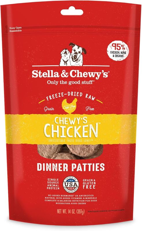 Photo 1 of ***(EXP: 10/27/25 )NONREFUNDABLE*** Stella & Chewy's Freeze Dried Raw Dinner Patties – Grain Free Dog Food, Protein Rich Chewy’s Chicken Recipe – 14 oz Bag
