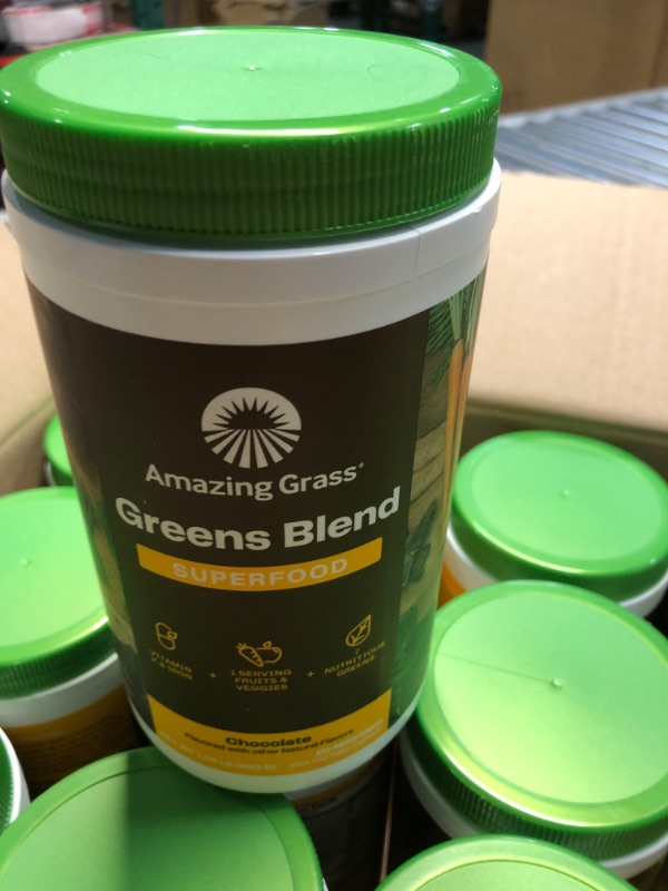 Photo 1 of ***(EXP: )NONREFUNDABLE***   Amazing Grass Greens Superfood Powder: Greens Powder with Digestive Enzymes & Probiotics, Organic Spirulina, Chlorella, and Beet Root Powder, Chocolate, 30 Servings