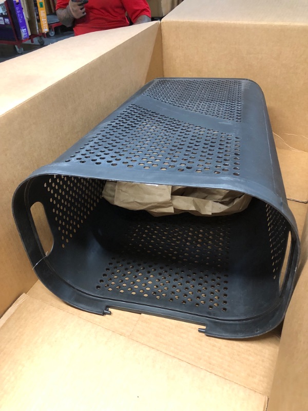 Photo 1 of ****MISSING LID***Mind Reader 60L Slim Laundry Hamper, Clothes Basket, Lid, Ventilated, Plastic, 17.25"L x 13.75"W x 23.5"H, Black