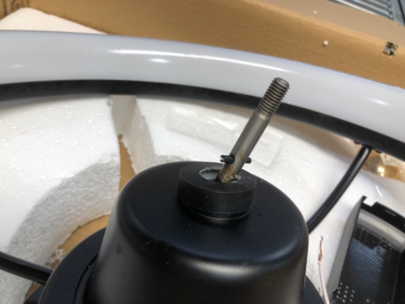 Photo 1 of ***MAJOR DAMAGE - FAN BLADE BROKEN - SHAFT BENT - SEE PICTURES***
VOLISUN Low Profile Ceiling Fans with Lights and Remote, 23.6in Flush Mount Ceiling Fans with Light, 3000K-6500K Dimmable Fandelier LED Fan Light, Bladeless Ceiling Fans with Lights for Bed