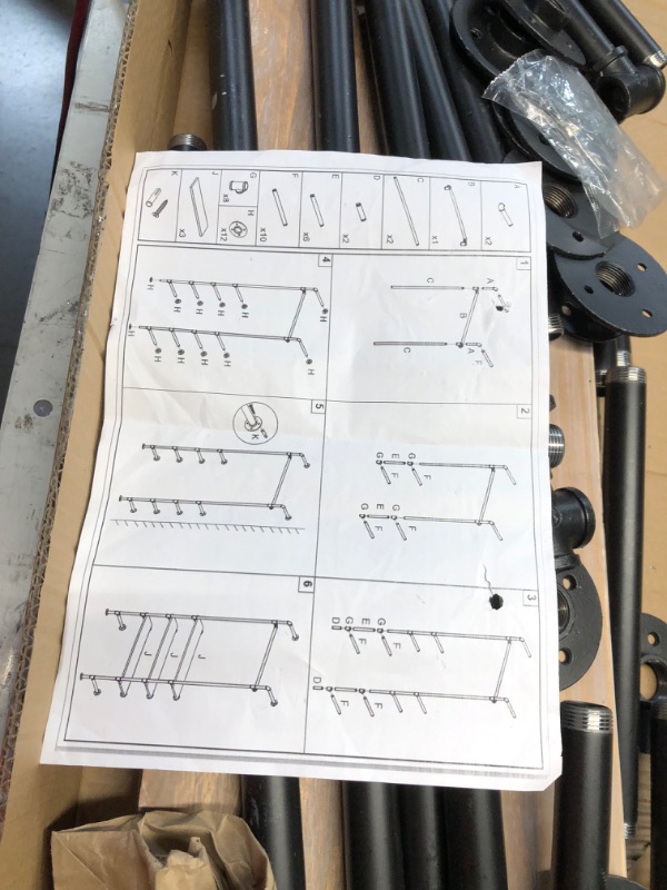 Photo 1 of ***HEAVILY USED - COVERED IN SCRATCHES - SEE PICTURES - INCOMPLETE***
WGX Design For You Industrial Pipe Clothing Rack Wood Garment Rack Pipeline Vintage Rolling Rack On Wall?Black?