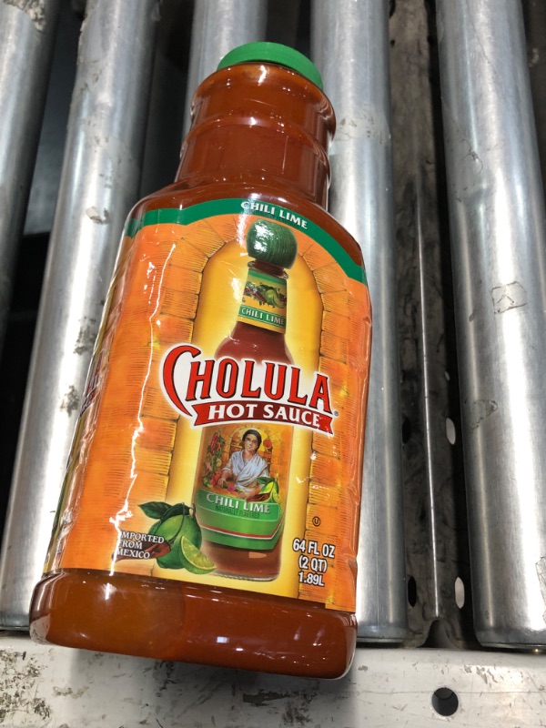 Photo 1 of ***(EXP: BEST BY MARH 19 2026****** )NONREFUNDABLE***Cholula Chili Lime Hot Sauce, 64 fl oz - One 64 Fluid Ounce Bulk Container of Chili Lime Hot Sauce with Mexican Peppers, Lime and Signature Spice Blend, Perfect for Eggs, Shrimp, and More