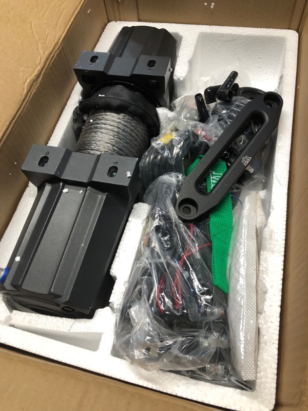 Photo 1 of ***(MISSING PARTS)***
TYT 6500 lb UTV Winch Kit,12 Volt DC Electric Trailer Winch with Wireless Remote and Wired Switch,1/4" x 50FT Synthetic Rope Winch with Rubber Stopper and Mounting Plate