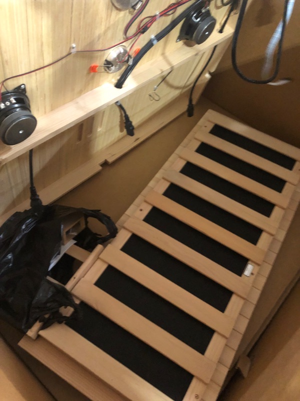 Photo 1 of ******PICKUP TRAILER ONLY******UNABLE TO TEST ***** POWER CORD MISSING**** GarveeLife 2024 Upgrade 2 Person Sauna, Low EMF 6 Heating Plate Infrared Physical Therapy Wooden Dry Steam Sauna with MP3 Auxiliary Connection, Dual Controls, Iron Shirt Wall Plate