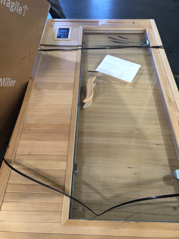 Photo 1 of ******PICKUP TRAILER ONLY******UNABLE TO TEST ***** POWER CORD MISSING**** GarveeLife 2024 Upgrade 2 Person Sauna, Low EMF 6 Heating Plate Infrared Physical Therapy Wooden Dry Steam Sauna with MP3 Auxiliary Connection, Dual Controls, Iron Shirt Wall Plate