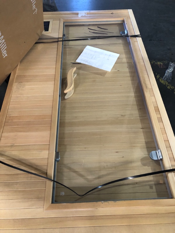 Photo 1 of ******PICKUP TRAILER ONLY******UNABLE TO TEST ***** POWER CORD MISSING**** GarveeLife 2024 Upgrade 2 Person Sauna, Low EMF 6 Heating Plate Infrared Physical Therapy Wooden Dry Steam Sauna with MP3 Auxiliary Connection, Dual Controls, Iron Shirt Wall Plate