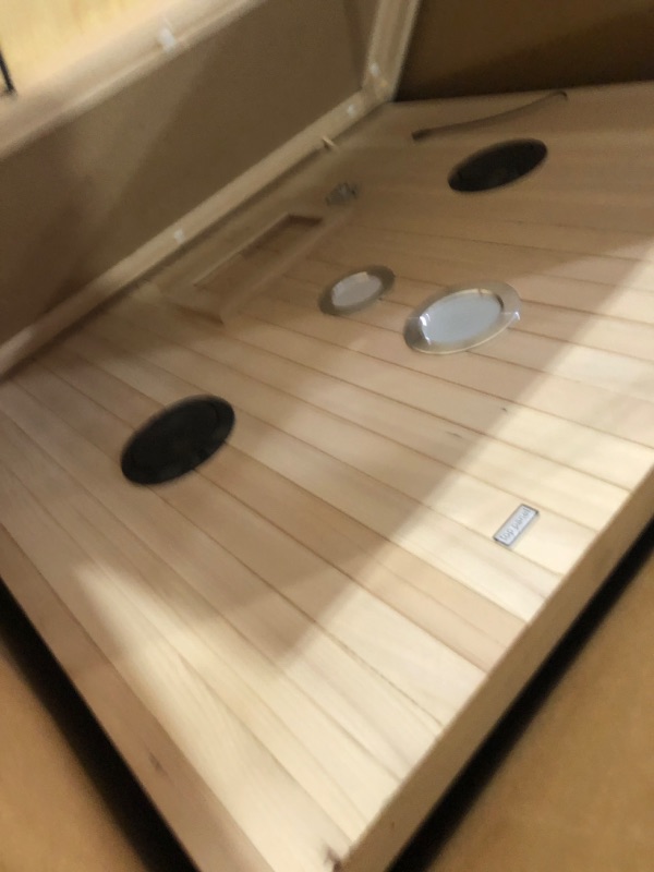 Photo 1 of ******PICKUP TRAILER ONLY******UNABLE TO TEST ***** POWER CORD MISSING**** GarveeLife 2024 Upgrade 2 Person Sauna, Low EMF 6 Heating Plate Infrared Physical Therapy Wooden Dry Steam Sauna with MP3 Auxiliary Connection, Dual Controls, Iron Shirt Wall Plate