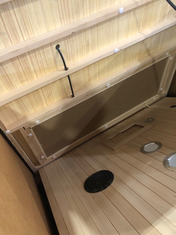 Photo 1 of ******PICKUP TRAILER ONLY******UNABLE TO TEST ***** POWER CORD MISSING**** GarveeLife 2024 Upgrade 2 Person Sauna, Low EMF 6 Heating Plate Infrared Physical Therapy Wooden Dry Steam Sauna with MP3 Auxiliary Connection, Dual Controls, Iron Shirt Wall Plate
