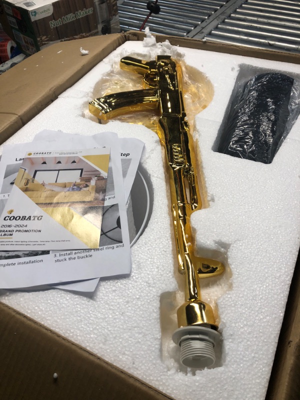 Photo 1 of COOBATG Desk Lamp,Night Light LED Table Lamp,Modern Gold Gun Lights AK47 Luxurious Desk Lamps for Bedroom,Hotel,Living Room,Office and Party Ambience (AK47 Table Lamp)