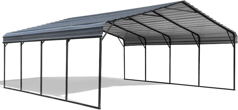 Photo 1 of ****STOCK PHOTO REFERENCE ONLY****20 ft. x 20 ft. Carport with Galvanized Steel Roof, Sturdy Metal Carport for Cars, Boats, and Tractors