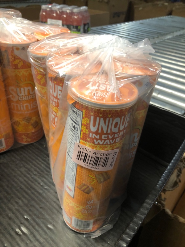 Photo 1 of ***(EXP:04/08/2025**** )NONREFUNDABLE***SunChips Minis, Harvest Cheddar Whole Grain Chips, 3.75 oz Canister