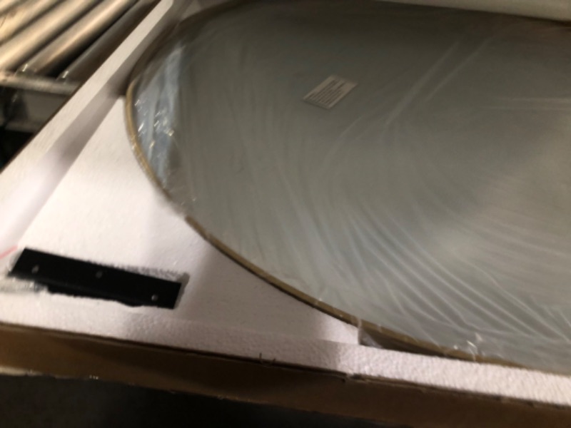 Photo 1 of 42 Inch Large Round Mirror Gold, Metal Framed Wall Mirror | Modern Oversized Circle Vanity Mirror, Bathroom Mirrors for Over Sink, Bedroom Living Room Decor Entryway