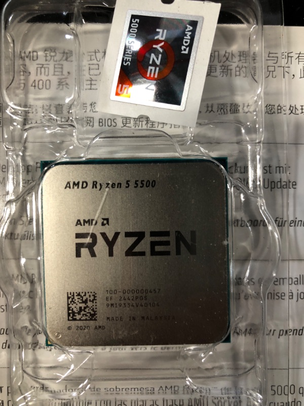 Photo 1 of AMD Ryzen 5 5500 6-Core, 12-Thread Unlocked Desktop Processor with Wraith Stealth Cooler