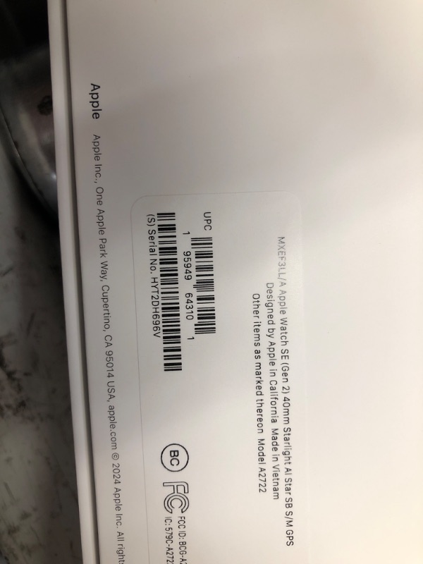 Photo 1 of ***FACTORY SEALED***
Apple Watch SE (2nd Gen) [GPS 40mm] Smartwatch with Starlight Aluminum Case with Starlight Sport Band S/M. Fitness and Sleep Trackers, Crash Detection, Heart Rate Monitor, Retina Display
