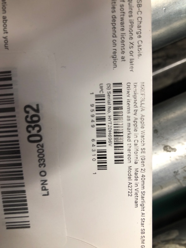 Photo 1 of ***FACTORY SEALED***
Apple Watch SE (2nd Gen) [GPS 40mm] Smartwatch with Starlight Aluminum Case with Starlight Sport Band S/M. Fitness and Sleep Trackers, Crash Detection, Heart Rate Monitor, Retina Display