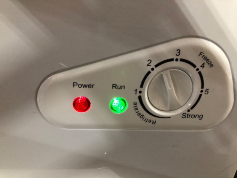 Photo 1 of Small Deep Freezer 5.0 Cu.Ft Mini Chest Freezer with Removable Baskets & 6 Level Adjustable Thermostat (Down to -11°F)& Front Defrost Water Drain, Mini Compact Freezer Suitable for Dorm/Home, White