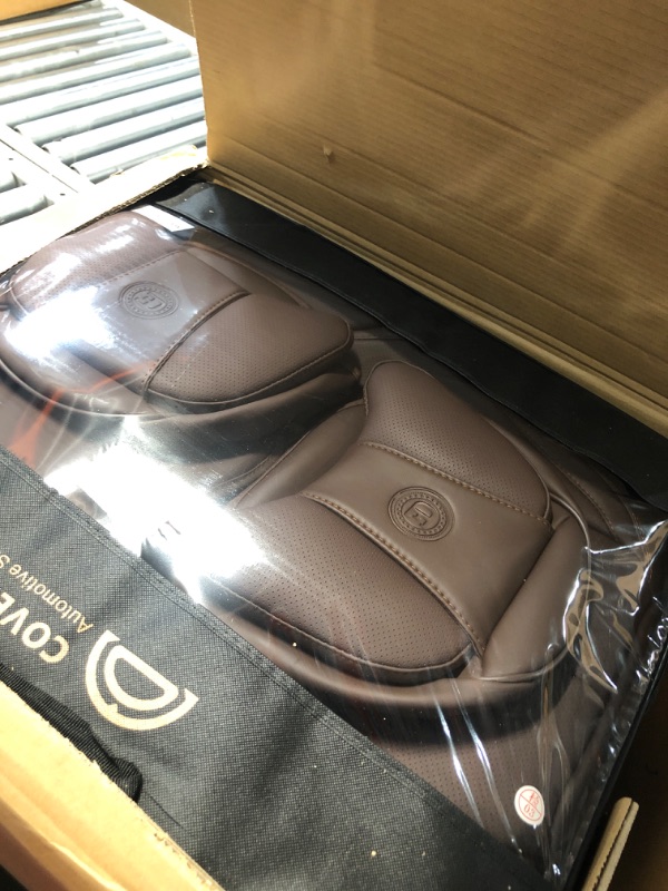 Photo 1 of Coverado Front and Back Seat Covers 5 Pieces, Waterproof Nappa Leather Auto Seat Protectors Full Set with Head Pillow, Universal Car Accessories Fit for Most Sedans SUV Pick-up Truck, Brown