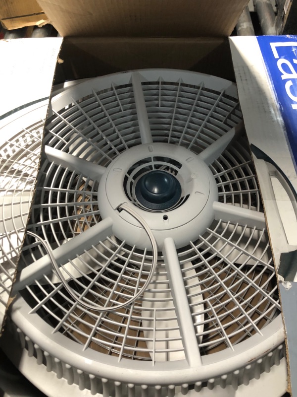 Photo 1 of ***USED - MAJOR DAMAGE - CRACKED - SEE PICTURES***
Lasko Wind Machine Air Circulator Floor Fan, 3 Speeds, Pivoting Head for Large Spaces, 20", 3300, White