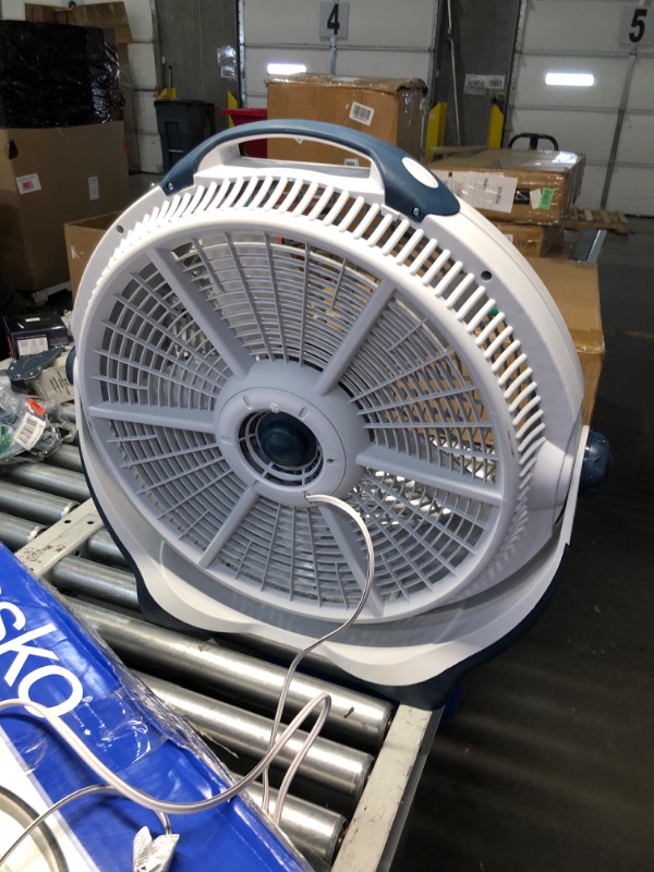 Photo 1 of ***USED - MAJOR DAMAGE - CRACKED - SEE PICTURES***
Lasko Wind Machine Air Circulator Floor Fan, 3 Speeds, Pivoting Head for Large Spaces, 20", 3300, White