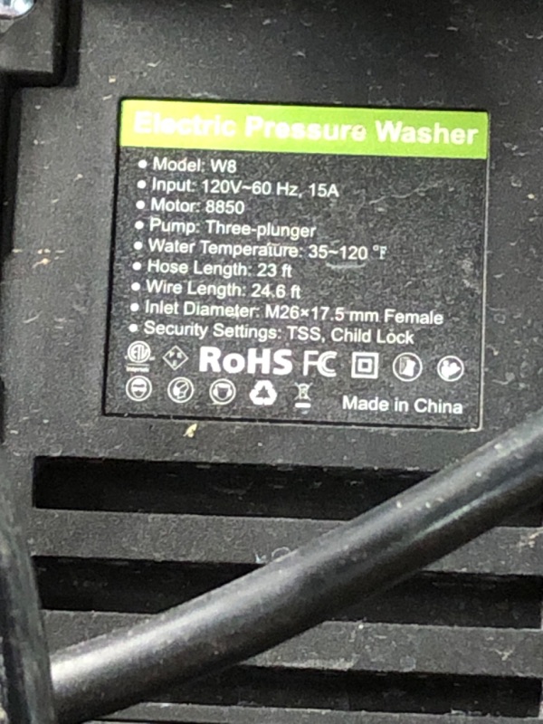 Photo 1 of (item leaks water) (sold for parts)(repair) Pressure Washer, 4800PSI 3.0 GPM Max Electric Power Washer with Foam Cannon 48FT Total Long High Pressure Washer for Cars