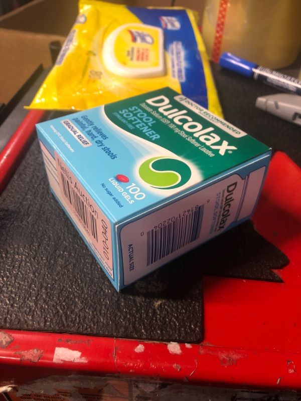Photo 1 of *******EXP 04/2027 NONREFUNDABLE*****Dulcolax Stool Softener Laxative Liquid Gel Capsules, Gentle Constipation Relief for Hard, Dry Stools, Docusate Sodium 100 mg, 100 Count