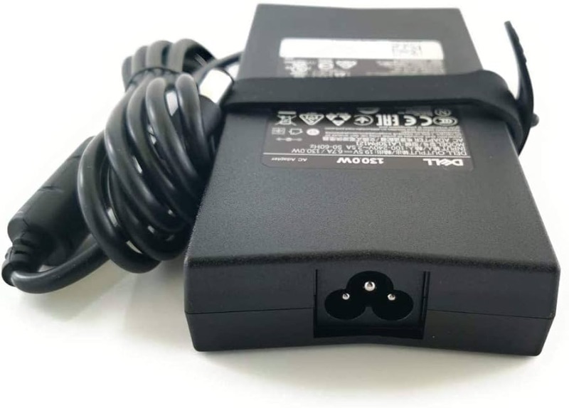 Photo 1 of   ***STOCK PHOTO REFERENCE ONLY*** Dell 130-Watt 3-Prong AC Adapter with 6 ft Power Cord, Barrel Connector