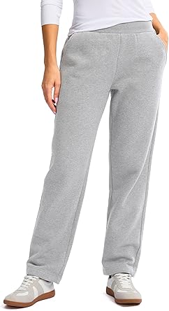 Photo 1 of (BAGGED) (MEDIUM) SANTINY Women's Fleece Sweatpants 29" Straight Leg Lined Pants Casual Lounge Winter Warm Sweat Pants with Pockets MEDIUM