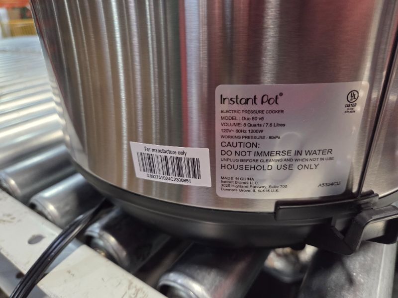 Photo 1 of ***DAMAGED - HUGE DENT - POWERS ON - UNABLE TO TEST FURTHER - SEE PICTURES***
Instant Pot Duo 7-in-1 Electric Pressure Cooker, Slow Cooker, Rice Cooker, Steamer, Sauté, Yogurt Maker, Warmer & Sterilizer, Includes App With Over 800 Recipes, Stainless Steel