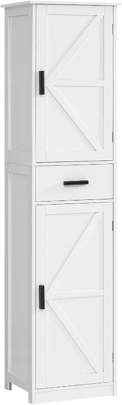 Photo 1 of  Tall Bathroom Cabinet, Storage Cabinet with 6 Shelves & Drawer, Bathroom Storage Cabinet with Adjustable Shelves, Tall Cabinet for Living Room, Home Office, White
