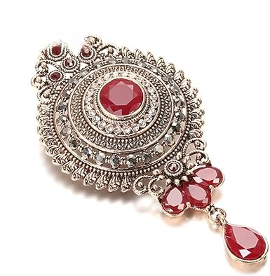 Photo 1 of ***(STOCK PHOTO FOR REFERENCE ONLY/ STONE IS BLUE)***
Fashion Vintage Gray Crystal Flower Women Brooch Drop Turkish Ethnic Banquet Jewelry Hijab Caftan
